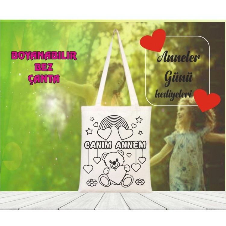 Boyanabilir ham bez çanta Anneler gününe özel