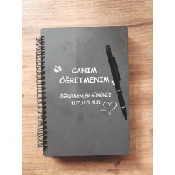 24 KASIM ÖĞRETMENLER GÜNÜ ÖZEL AHŞAP KAPAKLI DEFTER KALEM  SETİ 2 