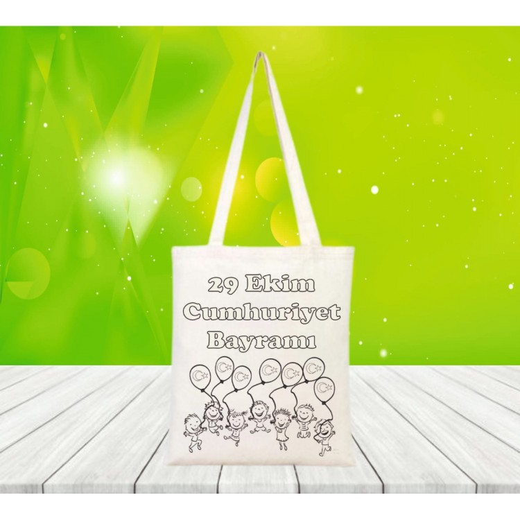 29 EKİM CUMHURİYET BAYRAMI BOYANABİLİR HAM BEZ ÇANTA 