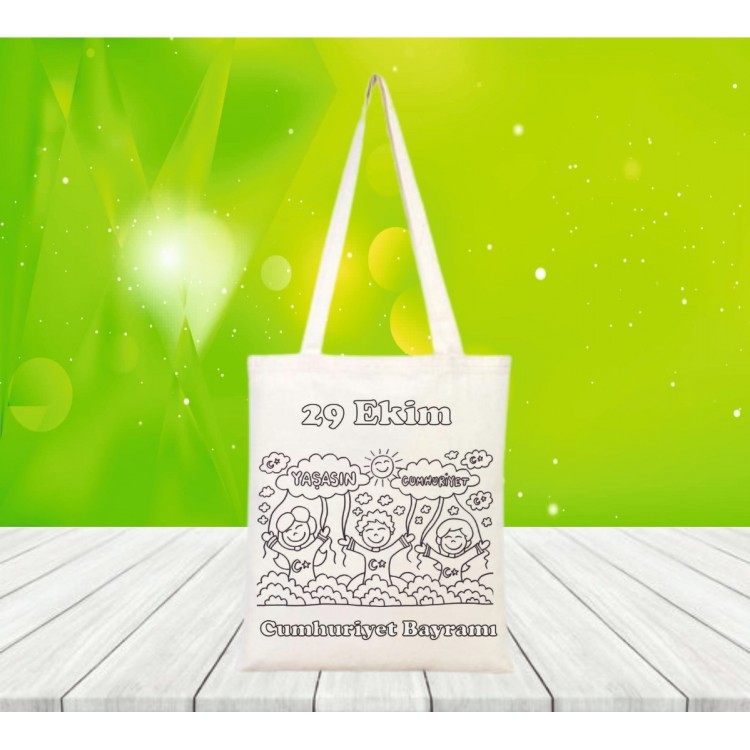 29 EKİM CUMHURİYET BAYRAMI BOYANABİLİR HAM BEZ ÇANTA 