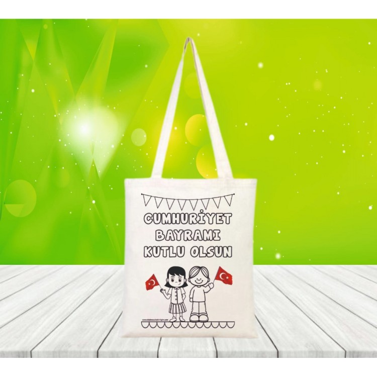 29 EKİM CUMHURİYET BAYRAMI BOYANABİLİR HAM BEZ ÇANTA 