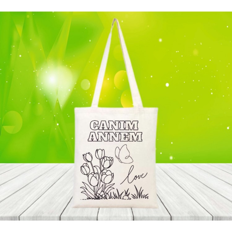 Anneler Günü Boyama Ham Bez Çanta model 9