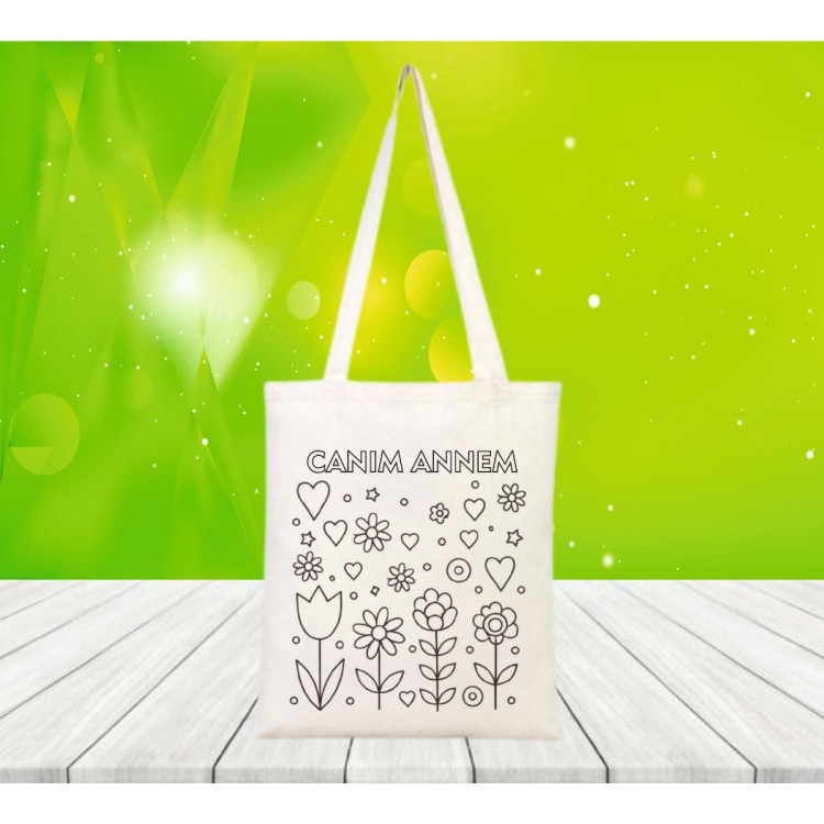 Anneler Günü Hediyesi Boyama Hambez Çanta model 7 
