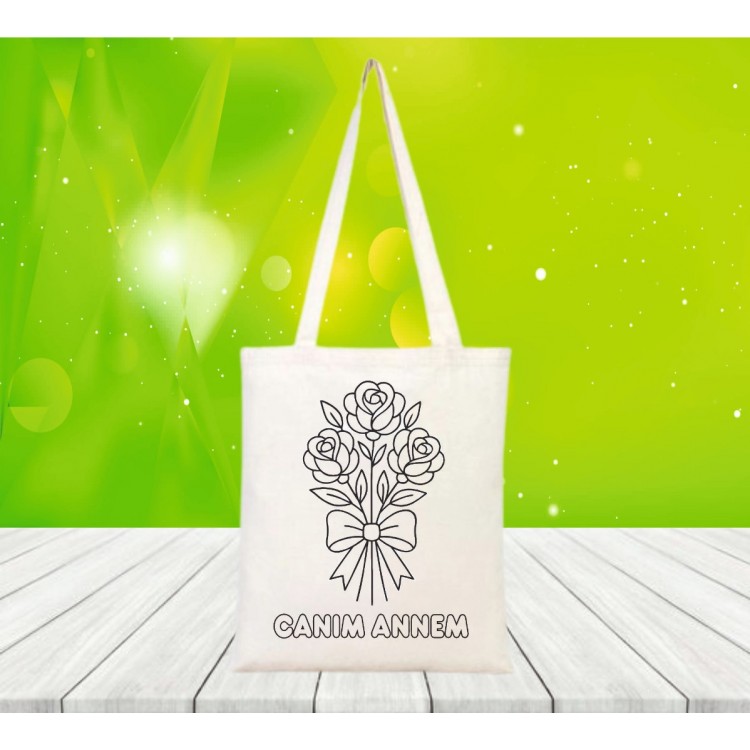 Anneler Günü Boyama Ham bez Çanta model 5