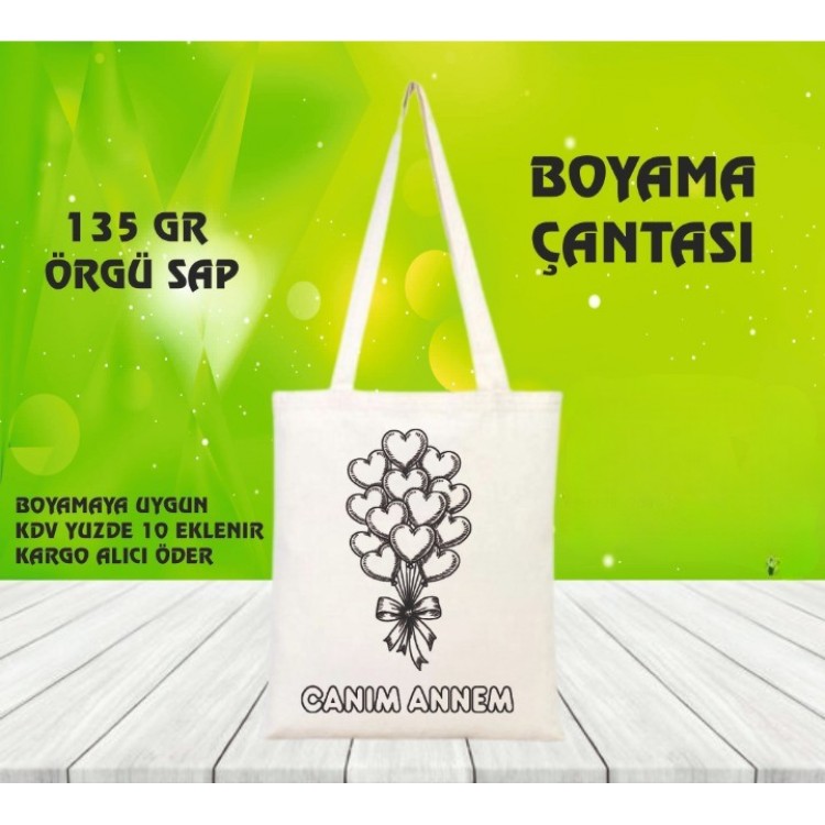anneler günü için boyama bez çanta