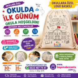 okulda ilk günüm boyama bez çantalar