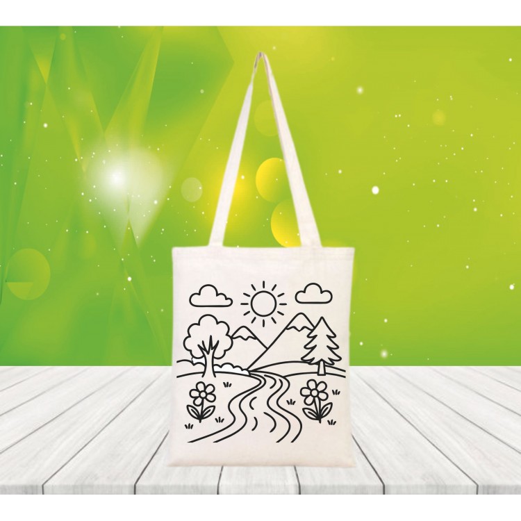 Baskılı boyanabilir ham bez çanta