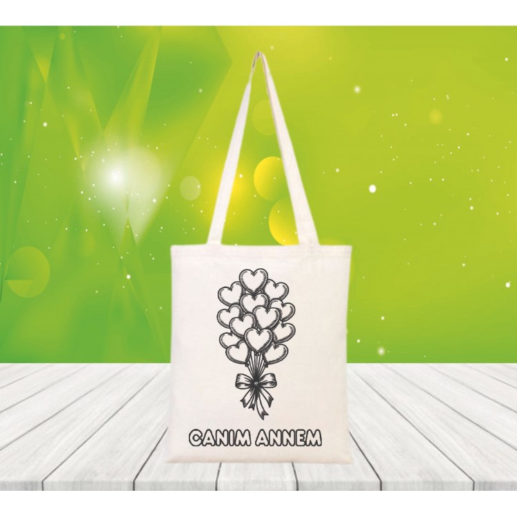 Baskılı boyanabilir ham bez çanta