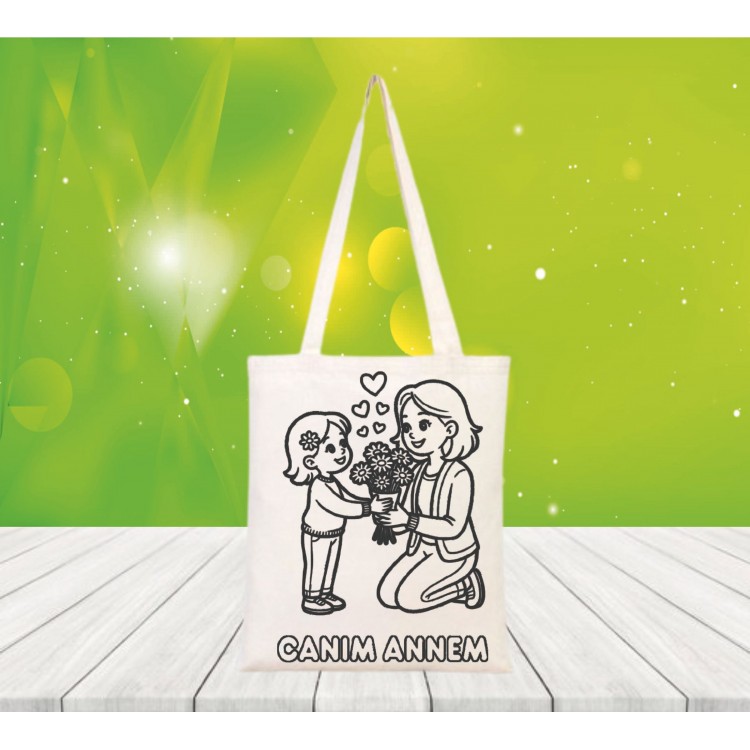 Baskılı boyanabilir ham bez çanta