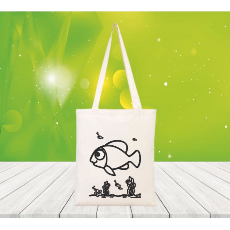 Baskılı boyanabilir ham bez çanta