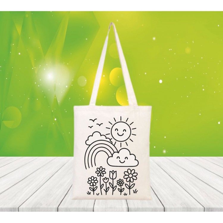 Baskılı boyanabilir ham bez çanta