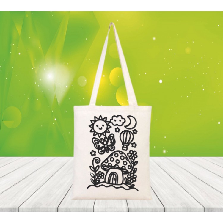 Baskılı boyanabilir ham bez çanta