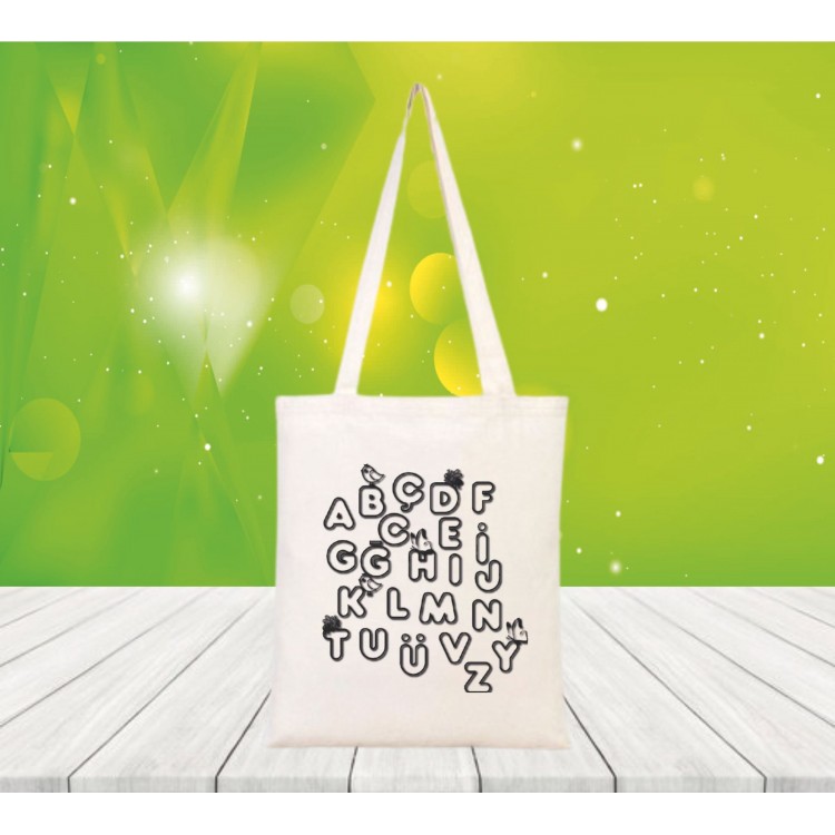 Baskılı boyanabilir ham bez çanta