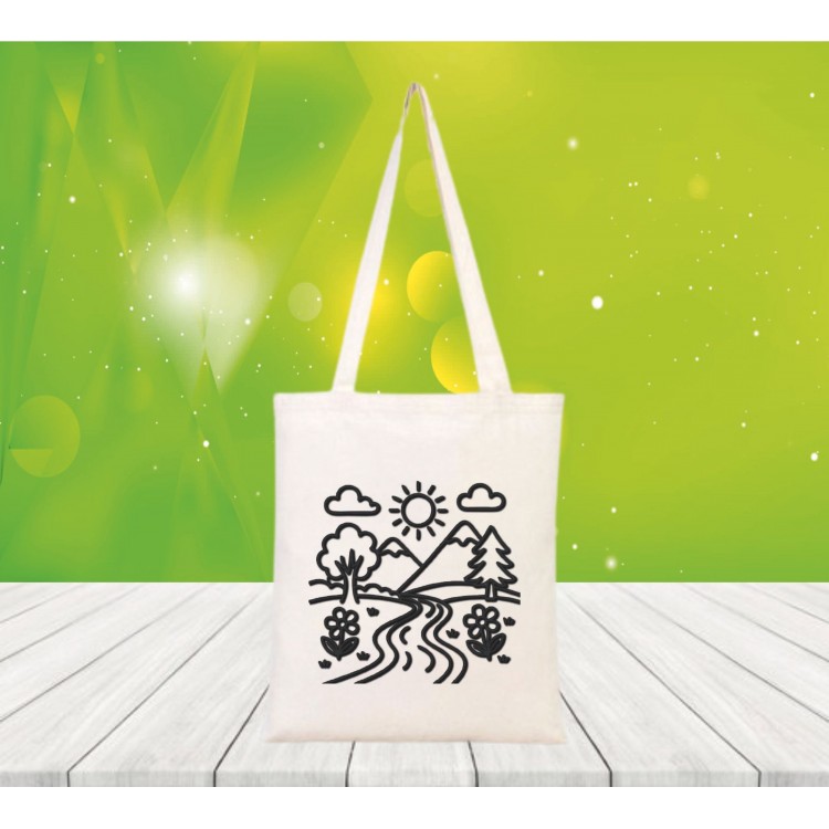 Baskılı boyanabilir ham bez çanta