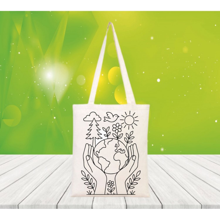 Baskılı boyanabilir ham bez çanta