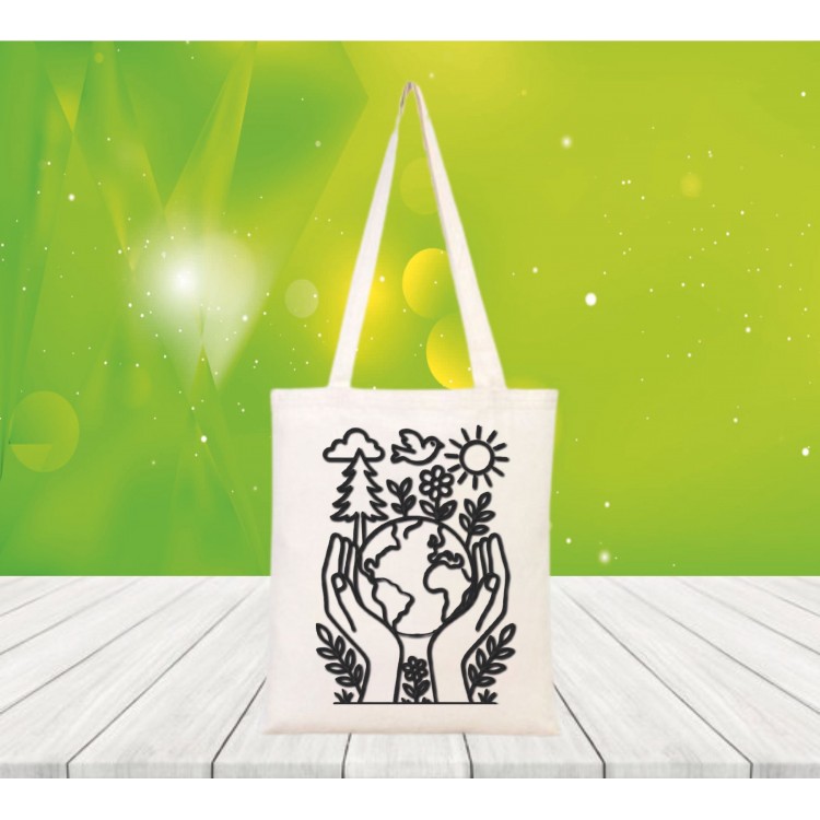 Baskılı boyanabilir ham bez çanta