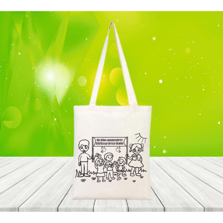 29 EKİM CUMHURİYET BAYRAMI BOYANABİLİR HAM BEZ ÇANTA 