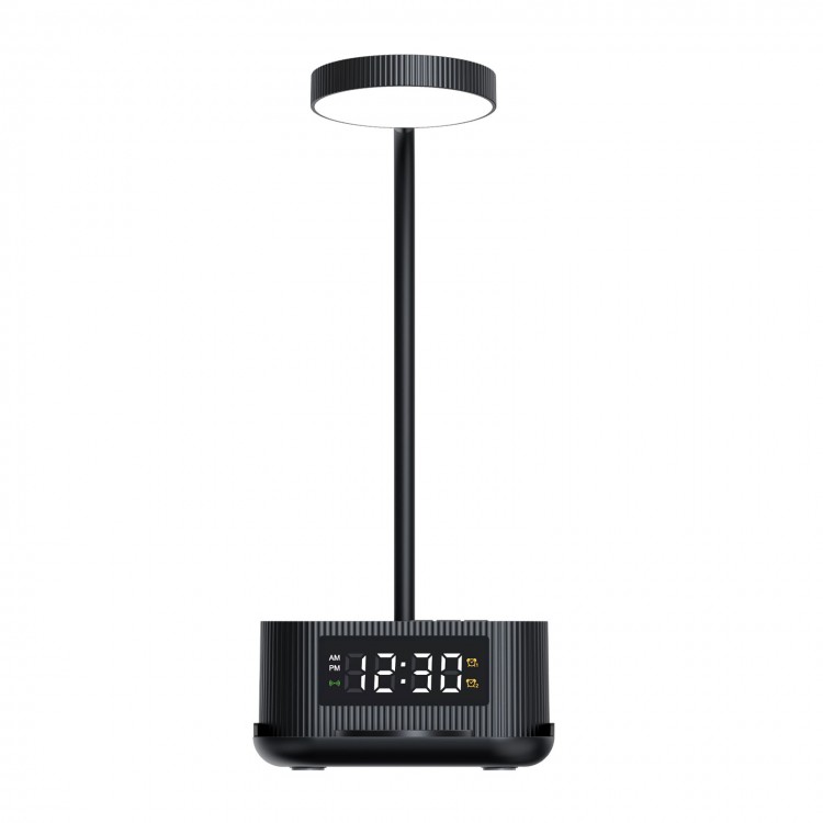 ŞAFAK SİYAH MASAÜSTÜ IŞIKLI SAAT VE ŞARJ STANDI