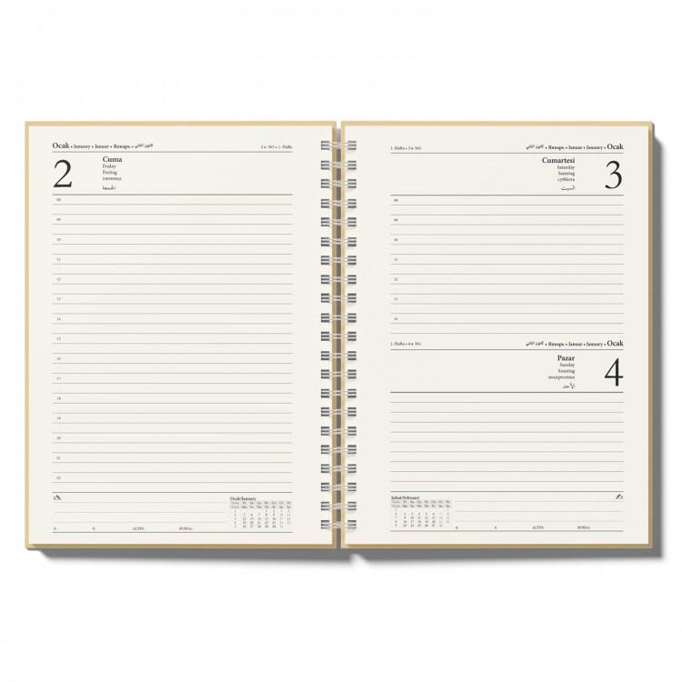 GÖLBAŞI KUŞE MUKAVVA SIVAMA SPİRALLİ AJANDA (17X24 CM)