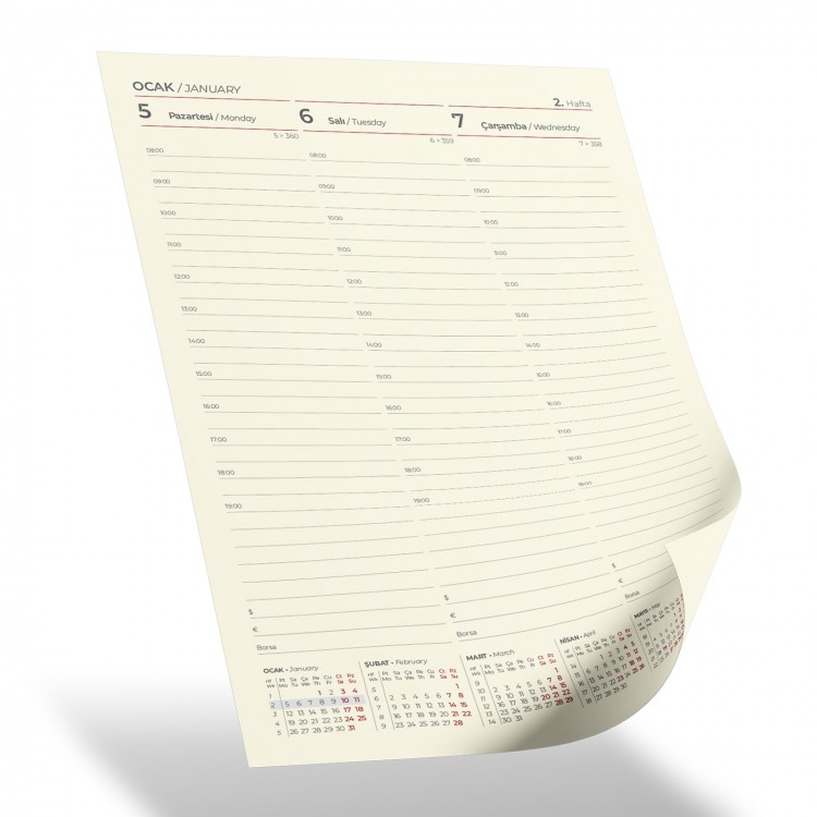 İNCİRLİ KIRMIZI TARİHLİ HAFTALIK AJANDA (20x28 CM)