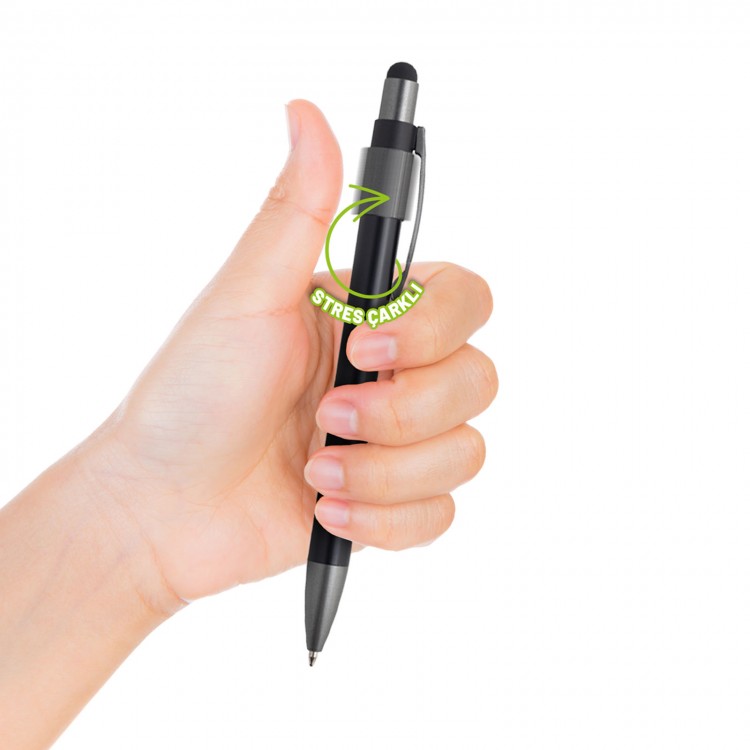 OLTU SİYAH STRES ÇARKLI METAL TÜKENMEZ KALEM