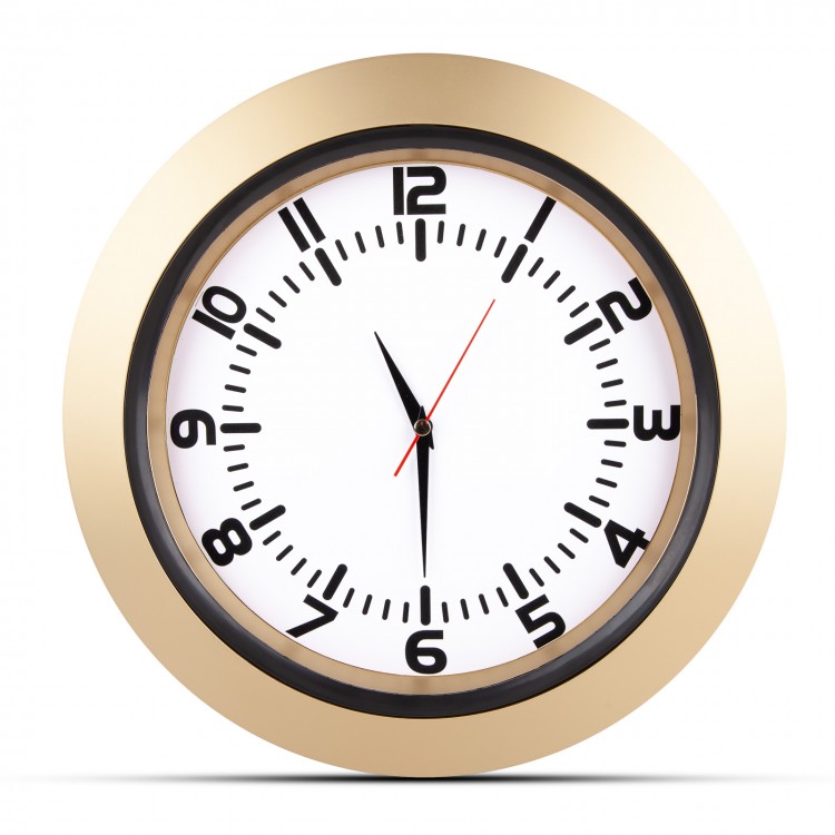 UMAY ALTIN-BEYAZ PLASTİK KASA DUVAR SAATİ (350 MM)