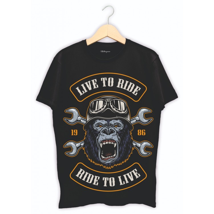 Custom Motor Maymun Baskılı Tişört