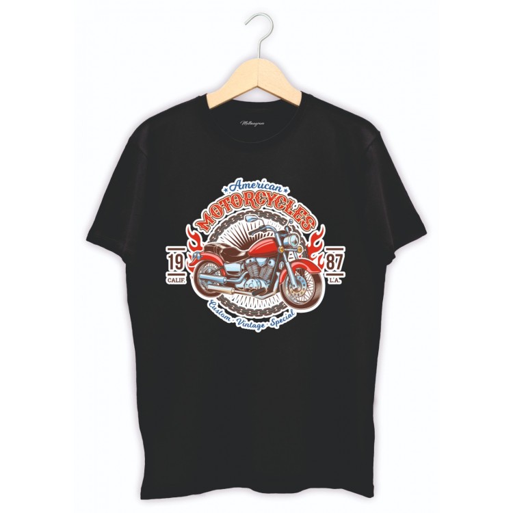 Kişiye özel tasarım tişört - motorsiklet baskılı siyah tişört