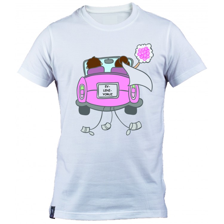 Kişiye Özel Evleniyoruz Baskılı Tişörtleri