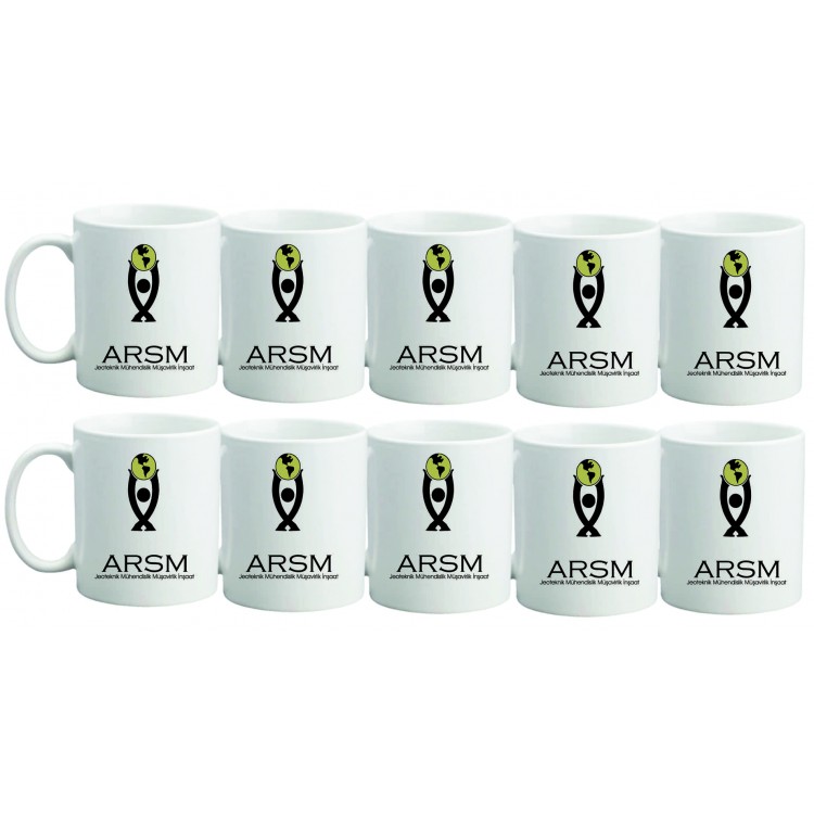 10 ADET Logo Baskılı Kupa Bardak