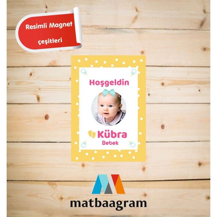 Sarı Renkli Resimli Ahşap Magnet Çeşitleri