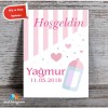 Pembe Renk Biberon Temalı Hoşgeldin Bebek Magneti