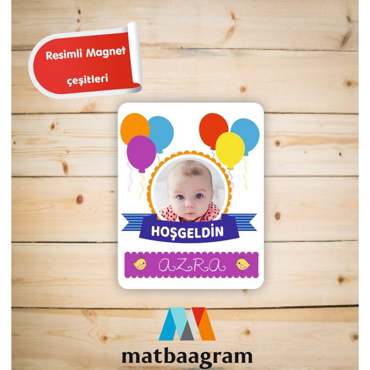 Balonlu Temalı Bebek magneti