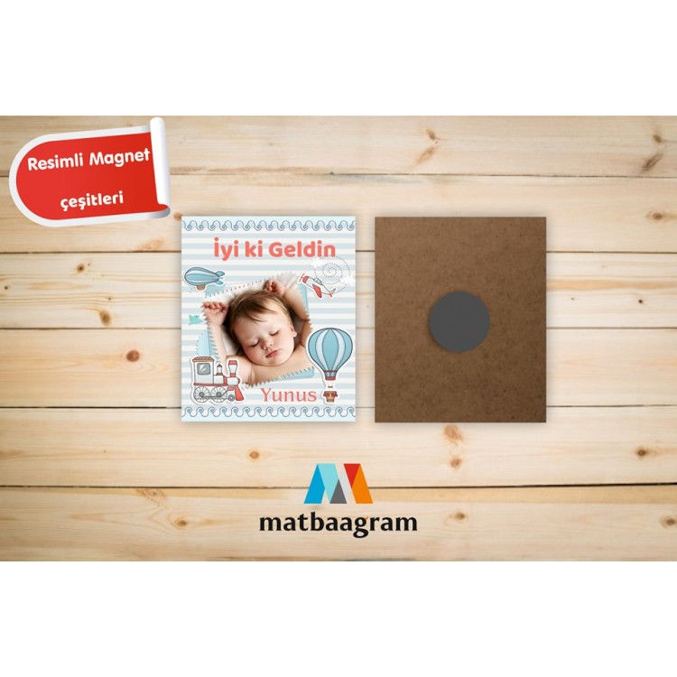 Mavi Renk Erkek İyi ki Geldin Bebeğim Magneti