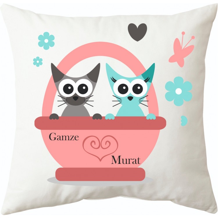 Çiftlere özel isimli yastık kılıfları