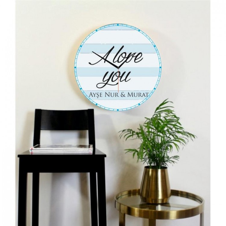 I love you yazılı duvar saatleri