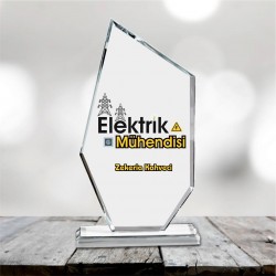 Elektrik Mühendisi Arkadaşa Hediye Kristal Cam Plaket