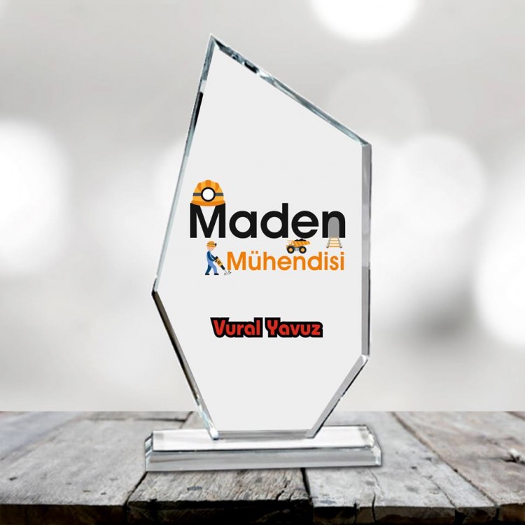 Maden Mühendisine Özel Kristal Cam Plaket