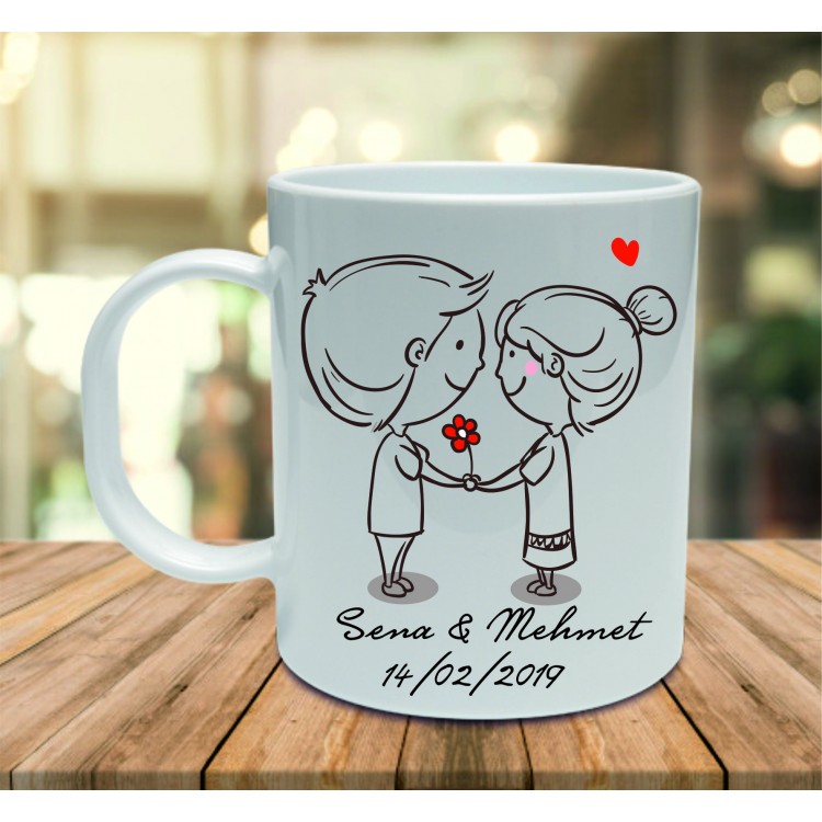 Tarih Baskılı Sevgiliye Özel kupalar