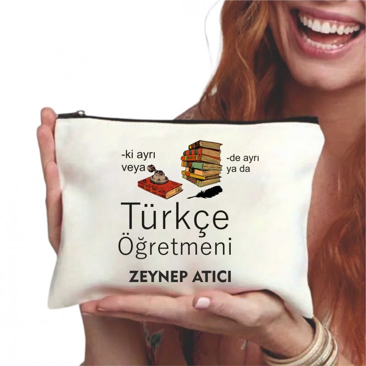 Türkçe Öğretmenine özel hediye makyaj çantası