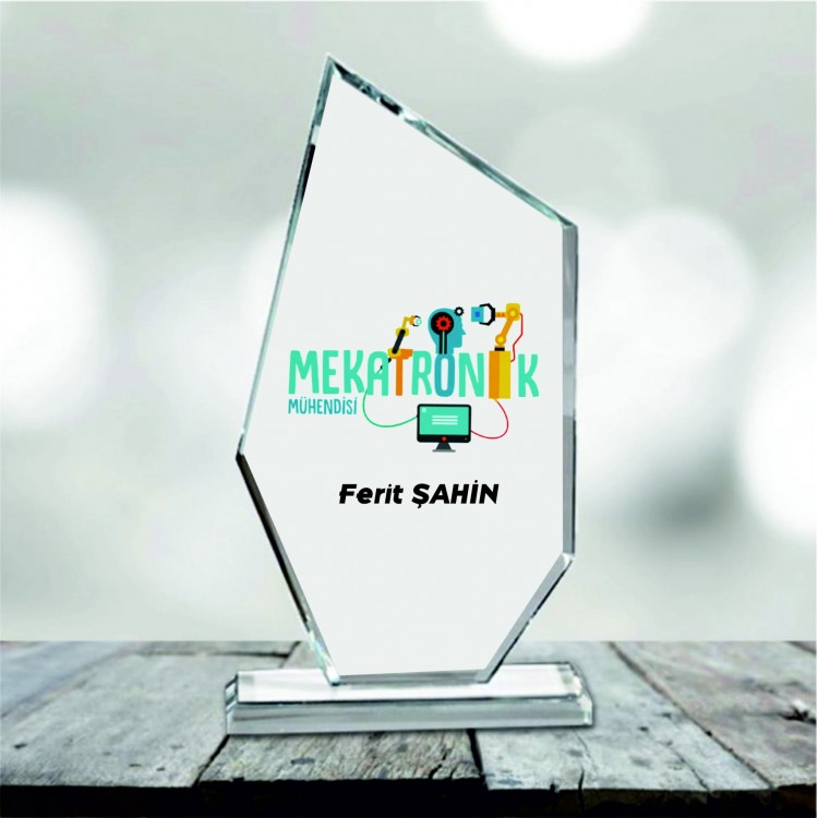 mekatronik mühendisine özel kristal plaket