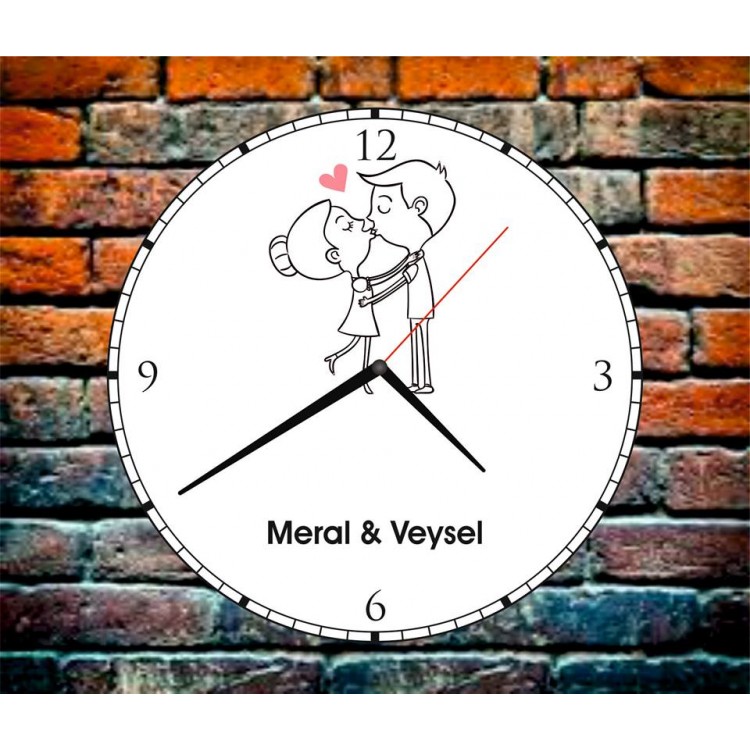 Sevgiliye Özel Ahşap Kişiye özel Duvar Saatleri
