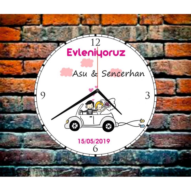 Kişiye Özel Ahşap Saatler Evleniyoruz Baskılı Saat Kişiye Özel Ahşap Saatler Evleniyoruz Baskılı Saat
