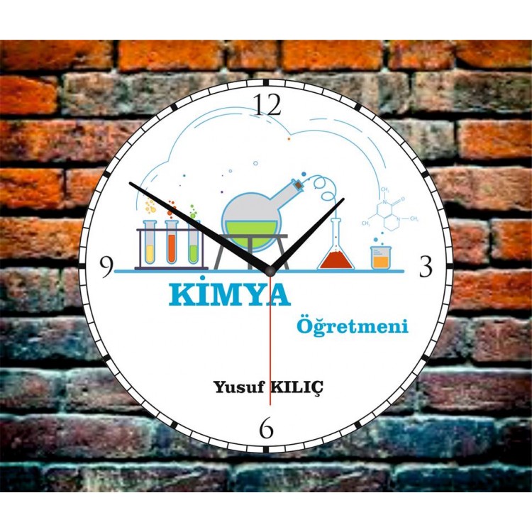 Kimya Öğretmenine Ahşap Duvar Saati