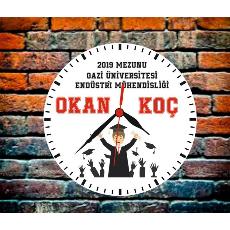 Mezuniyet Hediyesi Kişiye Özel İsimli Duvar Saati
