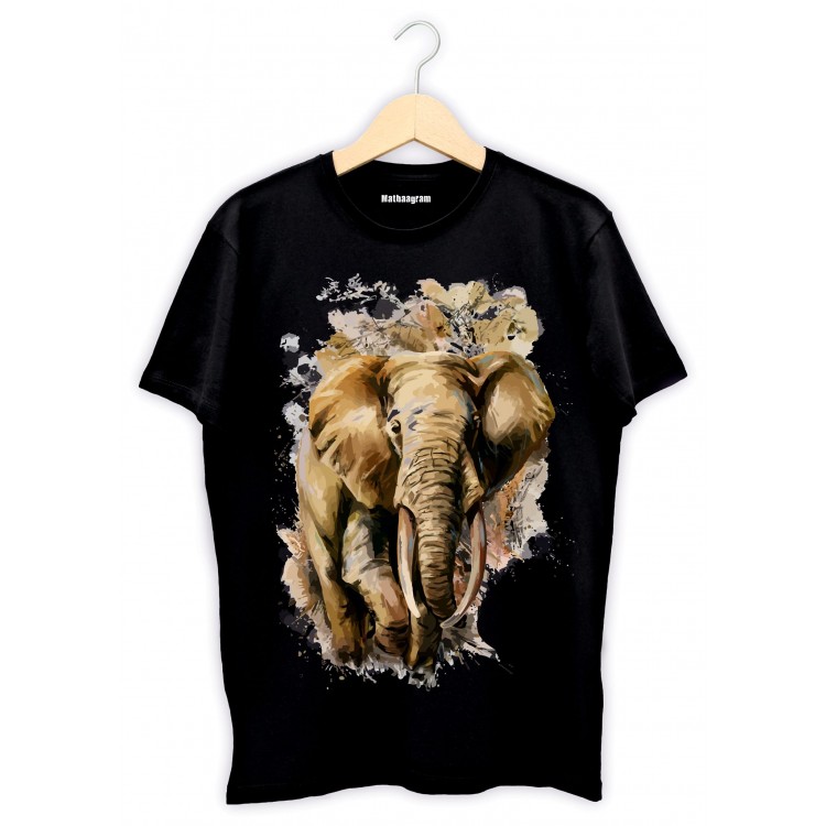 Fil Baskılı Siyah Tişört