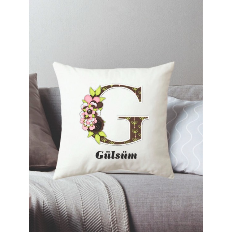 G Harfli İsim Baş harfli yastık baskı