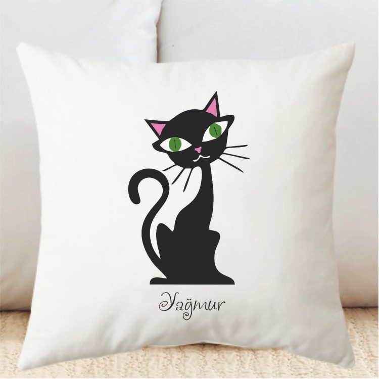 Kedi grafik baskılı yastık kılıfları